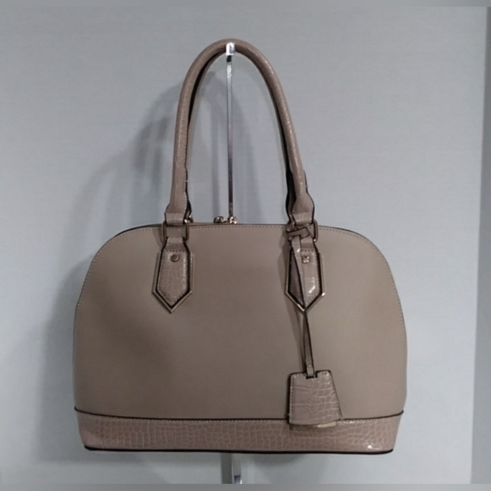 Kelly & Katie Creamy Taupe Bag or Satchel with Croc-Embossed Trim